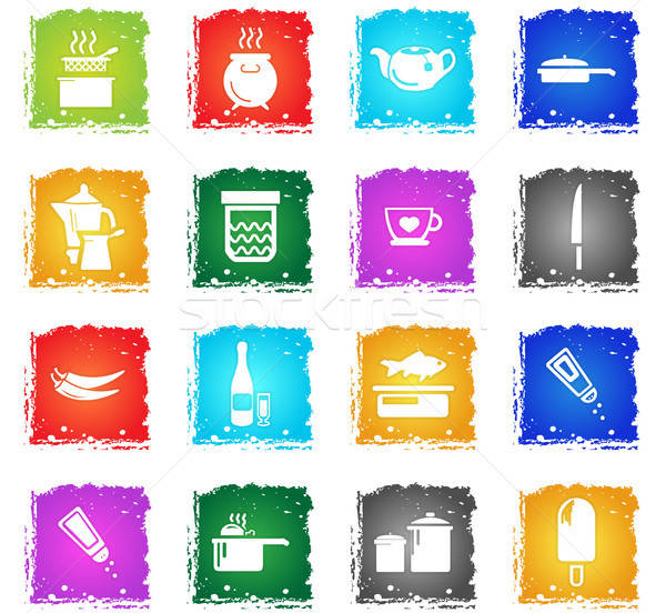 food and kitchen icon set Stock photo © ayaxmr