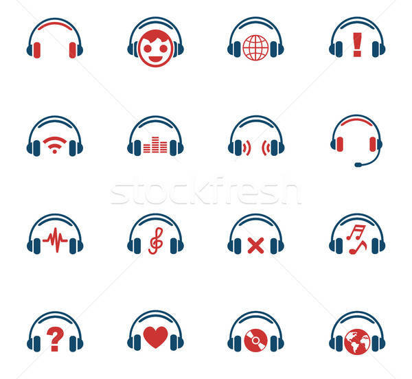 headphones icon set Stock photo © ayaxmr