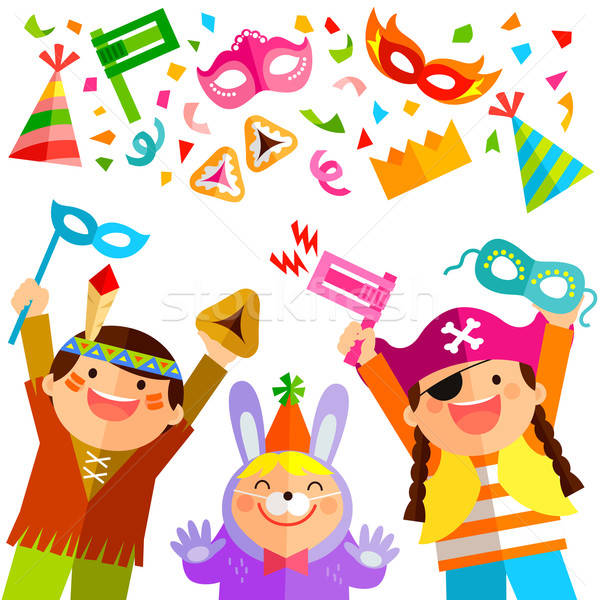 Purim elements and kids set Stock photo © ayelet_keshet