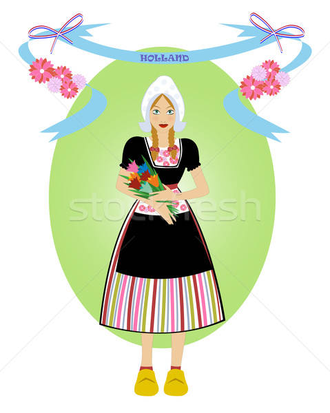 Nederlands meisje traditioneel vrouw wereld achtergrond Stockfoto © ayelet_keshet