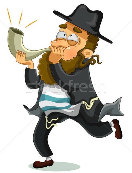 Jewish man with shofar Stock photo © ayelet_keshet