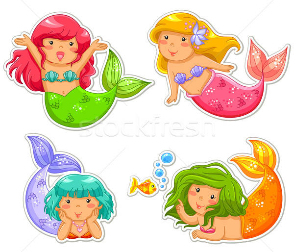 Set desen animat sirena apă copii Imagine de stoc © ayelet_keshet