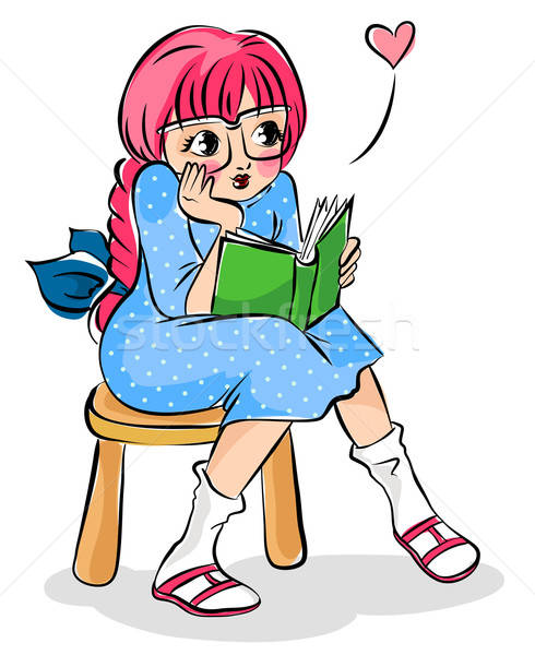 Kız okuma kitap sevimli moda çocuk Stok fotoğraf © ayelet_keshet