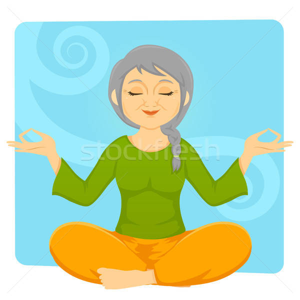 Kadın meditasyon mutlu olgun kadın rahatlatıcı Stok fotoğraf © ayelet_keshet