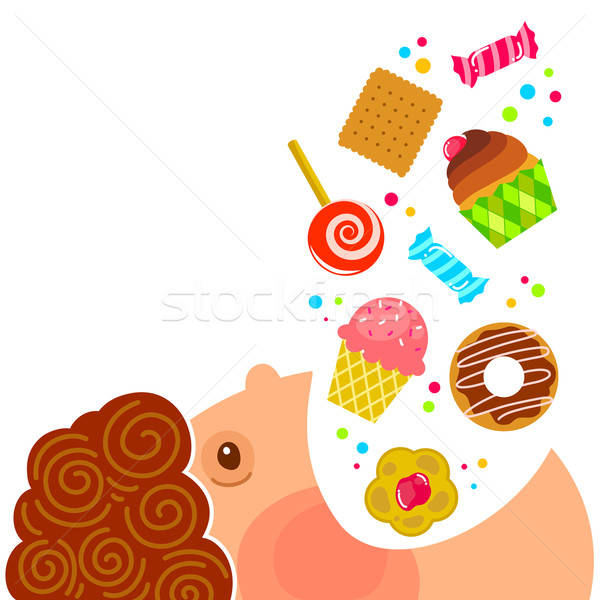 Junge Essen Süßigkeiten Karikatur Mann candy Stock foto © ayelet_keshet