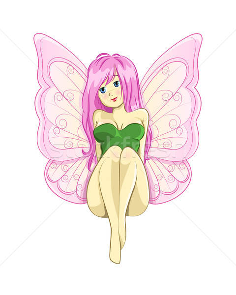 красивой фея розовый бабочка крыльями весны Сток-фото © ayelet_keshet
