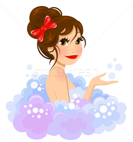 Lány fürdőkád csinos élvezi tele hab Stock fotó © ayelet_keshet
