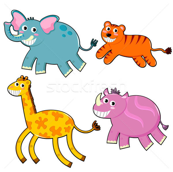 Vicces állatok szett boldog rajzolt állatok csoport Stock fotó © ayelet_keshet