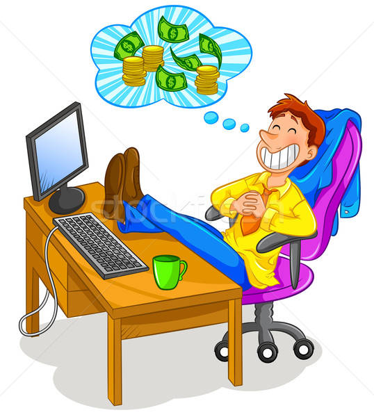 Elér férfi ül iroda gondolkodik számítógép Stock fotó © ayelet_keshet