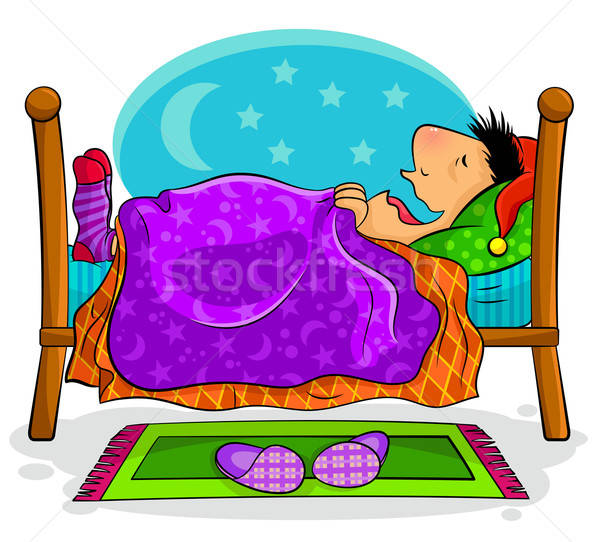 спальный человека счастливым глядя кровать луна Сток-фото © ayelet_keshet