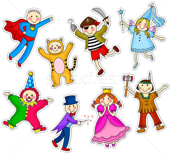 Kostüm Party Kinder tragen unterschiedlich Kostüme Stock foto © ayelet_keshet