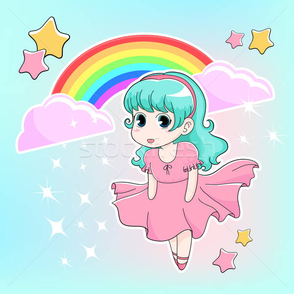 少女 虹 星 空 雲 ストックフォト © ayelet_keshet