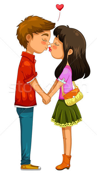 Pár csók fiú lány kéz a kézben szeretet Stock fotó © ayelet_keshet