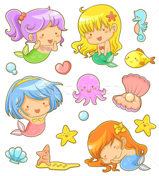 cute mermaids collection Stock photo © ayelet_keshet