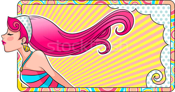 Színes címke gyönyörű lány lány textúra boldog Stock fotó © ayelet_keshet