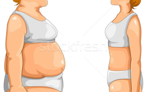 Fett dünne Frau stehen Mädchen Körper Stock foto © ayelet_keshet