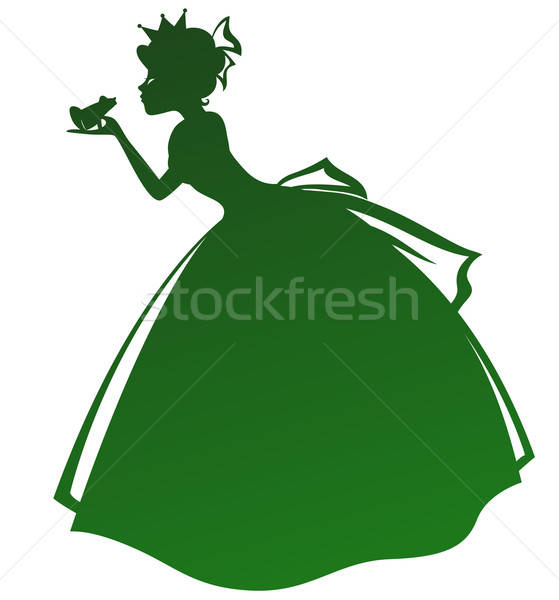 Baiser grenouille silhouette princesse femme couronne Photo stock © ayelet_keshet