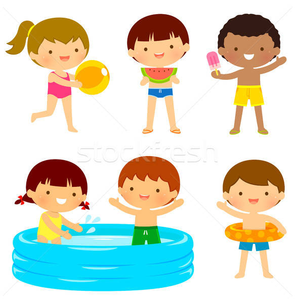 Stock photo: kids at the beach or the pool