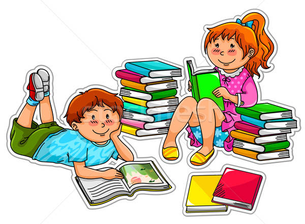 Lectură copii doua cărţi copil separat Imagine de stoc © ayelet_keshet