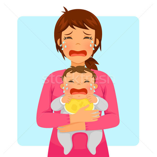 crying baby and crying mom Stock photo © ayelet_keshet