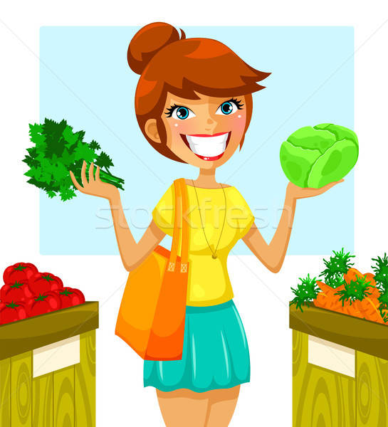Sağlıklı sebze genç kadın satın alma kadın gıda Stok fotoğraf © ayelet_keshet