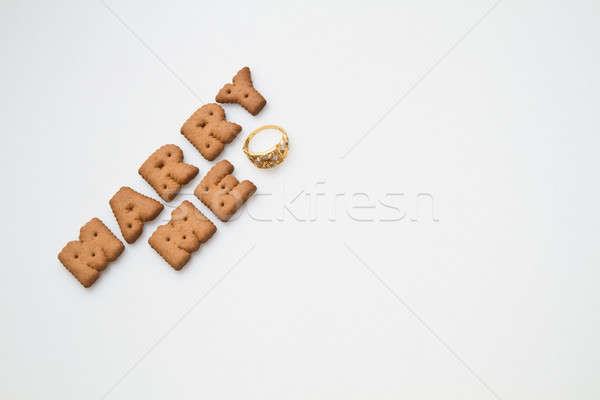 Engem kilátás szó barna kekszek arany Stock fotó © azamshah72