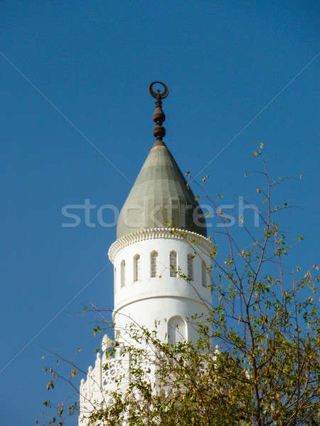 Minareto moschea cielo blu costruzione blu urbana Foto d'archivio © azamshah72