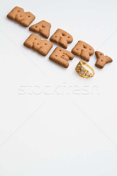 Engem kilátás szavak barna kekszek arany Stock fotó © azamshah72