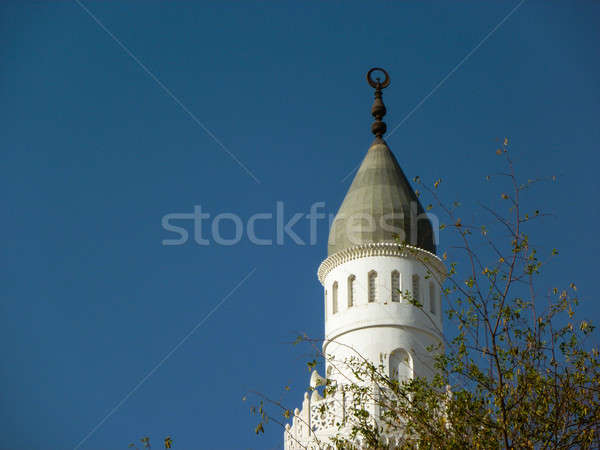 Stockfoto: Minaret · moskee · blauwe · hemel · gebouw · Blauw · stedelijke