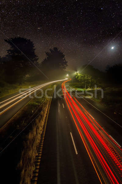 Noc obraz samochody autostrady gwiazdki drogowego Zdjęcia stock © Backyard-Photography