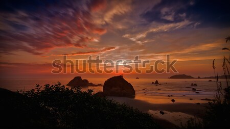 Zonsondergang Californië mooie strand wolken Stockfoto © Backyard-Photography