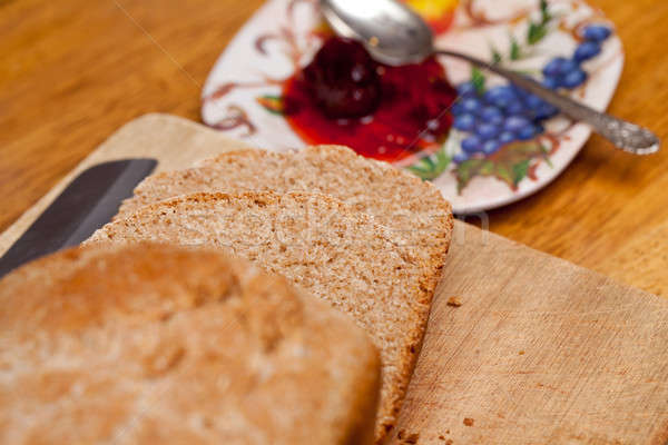 Sliced wheat bread and jam Stock photo © backyardproductions
