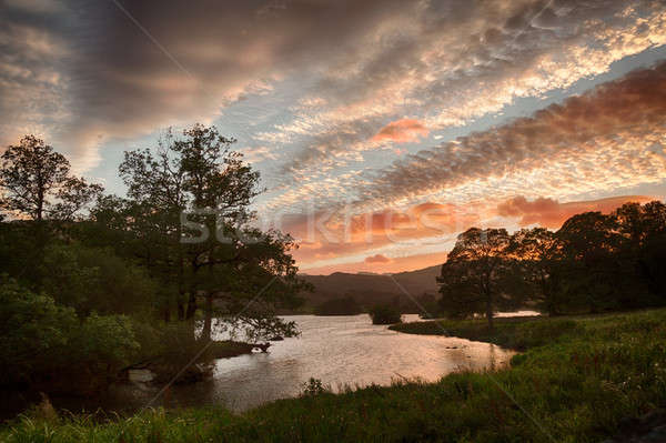 Naplemente víz Lake District nap felhők angol Stock fotó © backyardproductions