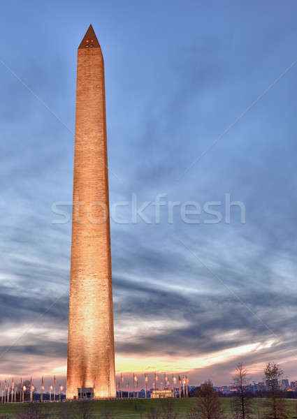 Gran angular vista Washington Monument anochecer sol torre Foto stock © backyardproductions