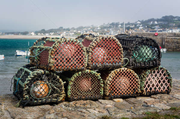 Homard port mur Angleterre corde cadre en bois [[stock_photo]] © backyardproductions