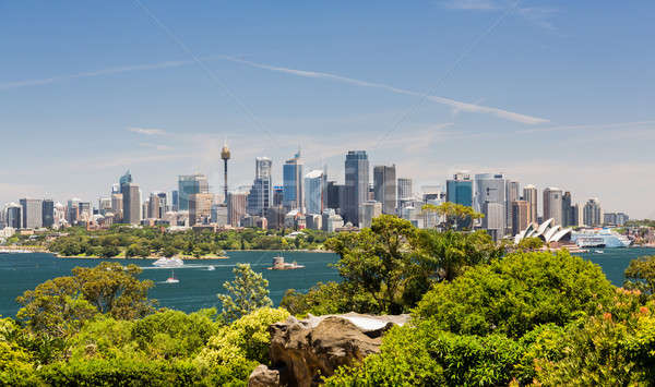Drámai panorámakép fotó Sydney kikötő szélesvásznú Stock fotó © backyardproductions