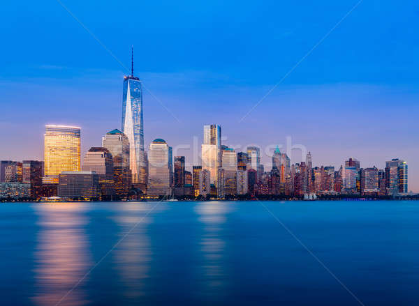 Skyline of Lower Manhattan at night Stock photo © backyardproductions