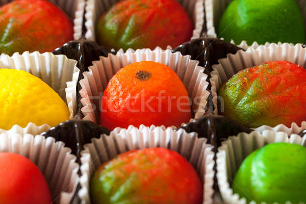 макроса изображение марципан фрукты конфеты Сток-фото © backyardproductions