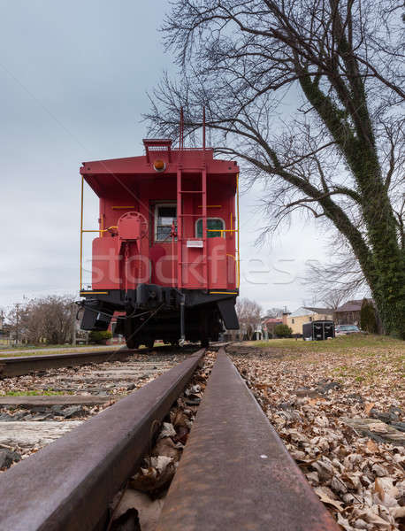 Old red caboose with train track Stock photo © backyardproductions