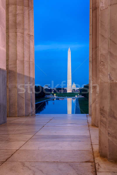 Washington monument reflecting from Jefferson Stock photo © backyardproductions