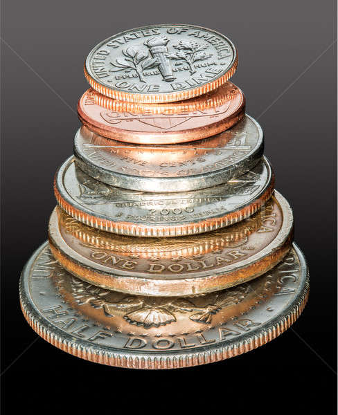 Stack of USA currency coins in macro Stock photo © backyardproductions