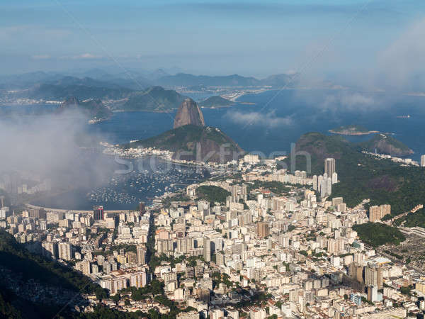 Stock fotó: Kikötő · sziluett · Rio · de · Janeiro · Brazília · légifelvétel · város