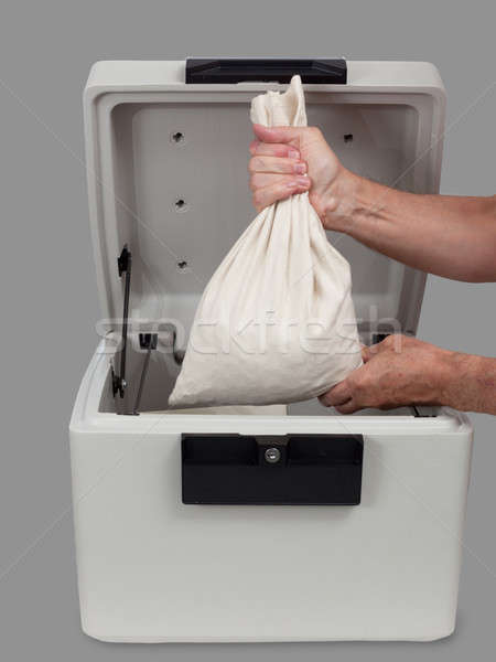 Fireproof safe with large money bag Stock photo © backyardproductions