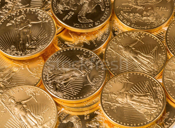 Сток-фото: коллекция · один · Золотые · монеты · золото · орел