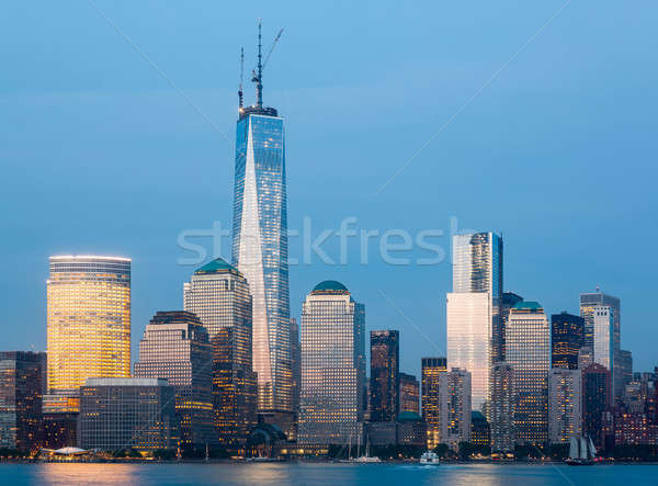 Skyline снизить Manhattan ночь Нью-Йорк обмена Сток-фото © backyardproductions