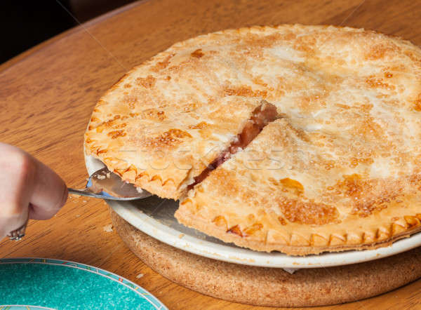 Home made apple and strawberry pie served Stock photo © backyardproductions