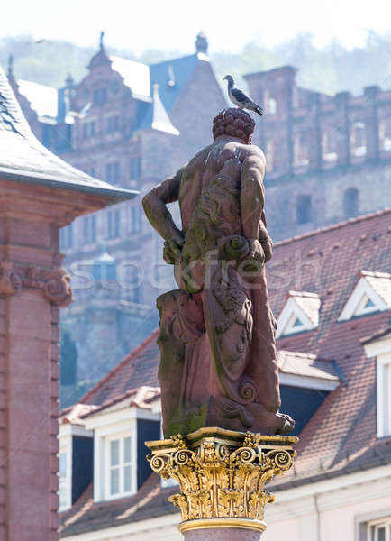Statue of Hercules in market square Heidelberg Germany Stock photo © backyardproductions
