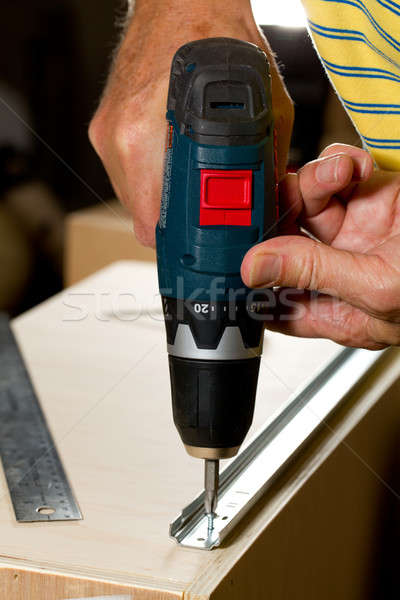 Stolarka narzędzia pracy kawałek sklejka śruby Zdjęcia stock © backyardproductions