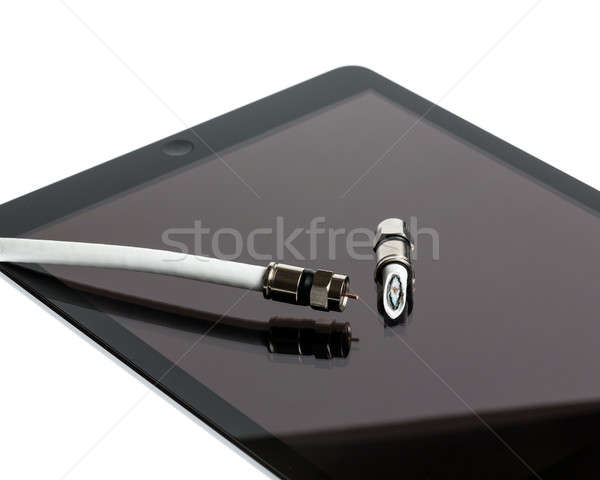 Concept isolated photo of cutting cable cord Stock photo © backyardproductions