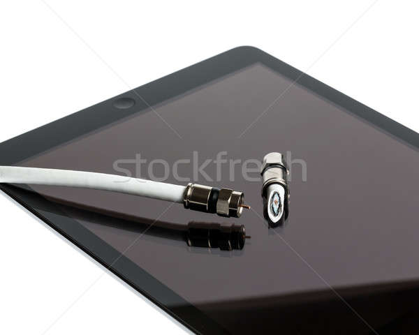 Stockfoto: Geïsoleerd · foto · kabel · koord · moderne